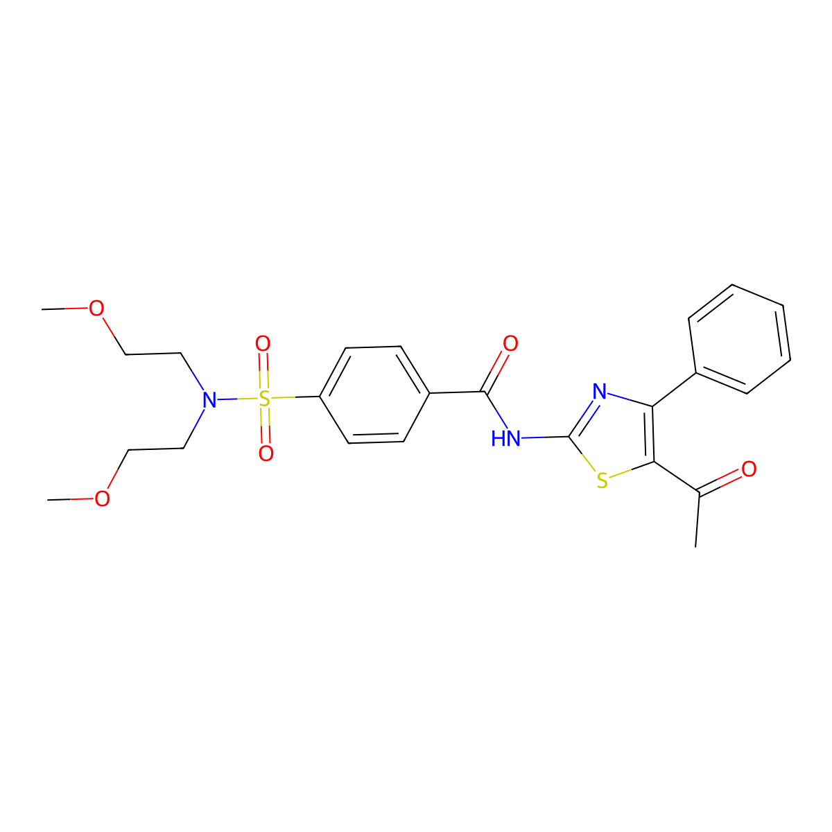 N-(5-acetyl-4-phenyl-1,3-thiazol-2-yl)-4-[bis(2-methoxyethyl)sulfamoyl]benzamide molecular structure, CAS 361159-66-2