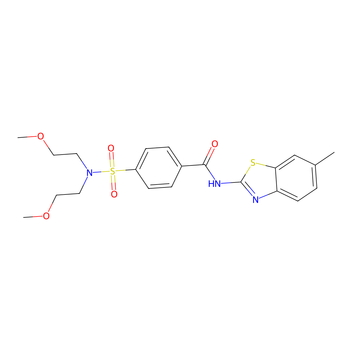 4-[bis(2-methoxyethyl)sulfamoyl]-N-(6-methyl-1,3-benzothiazol-2-yl)benzamide molecular structure, CAS 361159-69-5