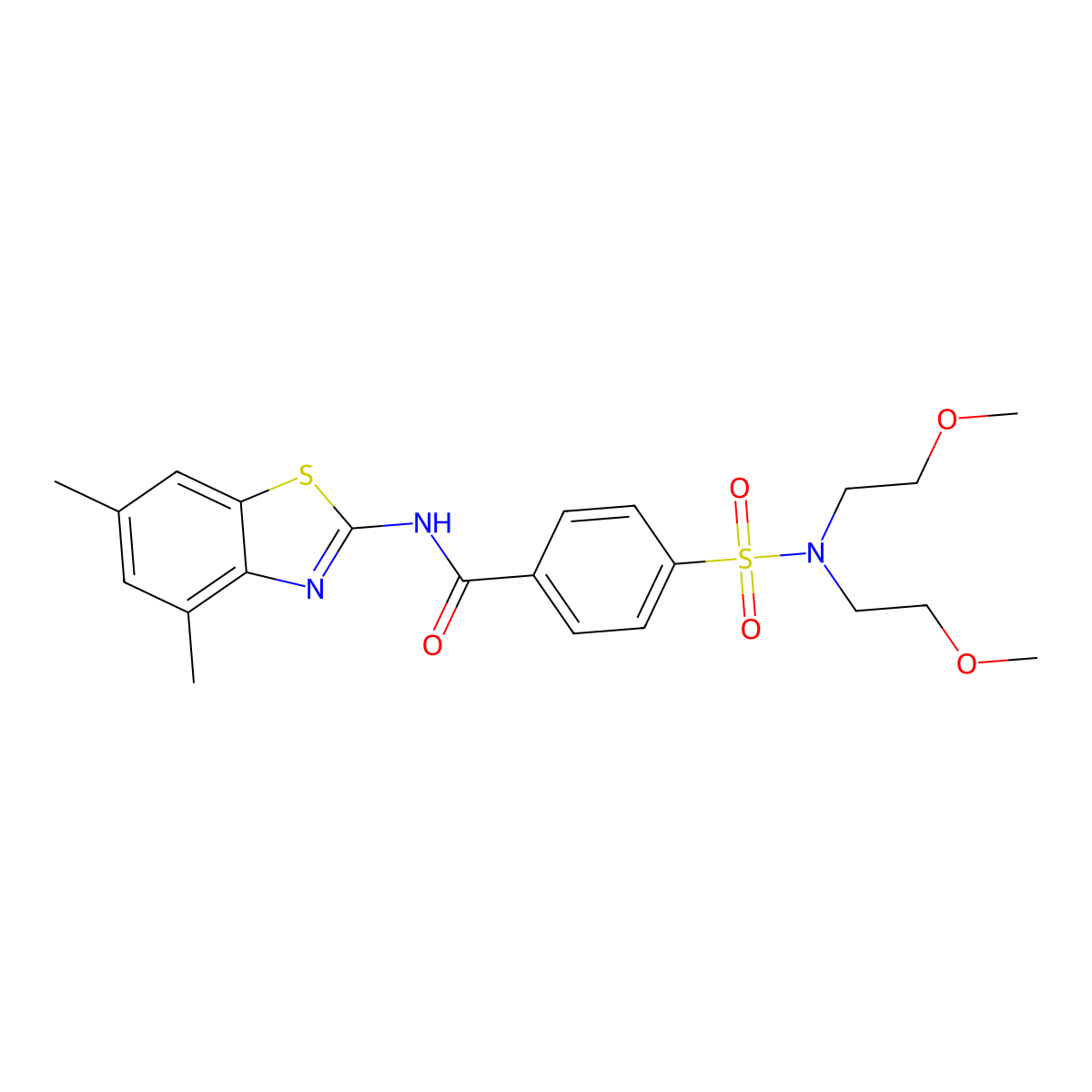 4-[bis(2-methoxyethyl)sulfamoyl]-N-(4,6-dimethyl-1,3-benzothiazol-2-yl)benzamide molecular structure, CAS 361159-70-8