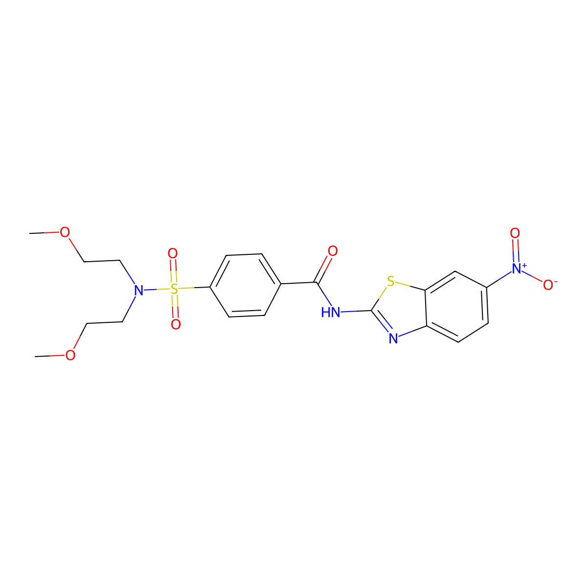 4-[bis(2-methoxyethyl)sulfamoyl]-N-(6-nitro-1,3-benzothiazol-2-yl)benzamide molecular structure, CAS 361159-71-9