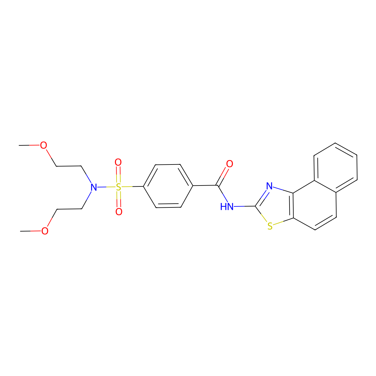4-(N,N-bis(2-methoxyethyl)sulfamoyl)-N-(naphtho[1,2-d]thiazol-2-yl)benzamide molecular structure, CAS 361159-73-1