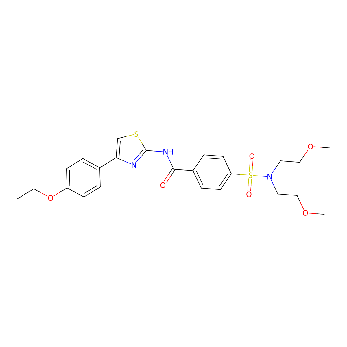 4-[bis(2-methoxyethyl)sulfamoyl]-N-[4-(4-ethoxyphenyl)-1,3-thiazol-2-yl]benzamide molecular structure, CAS 361159-74-2
