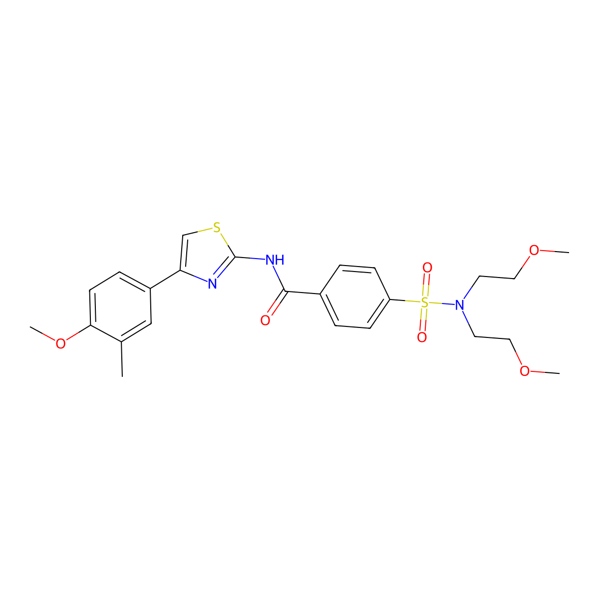 4-[bis(2-methoxyethyl)sulfamoyl]-N-[4-(4-methoxy-3-methylphenyl)-1,3-thiazol-2-yl]benzamide molecular structure, CAS 361159-75-3