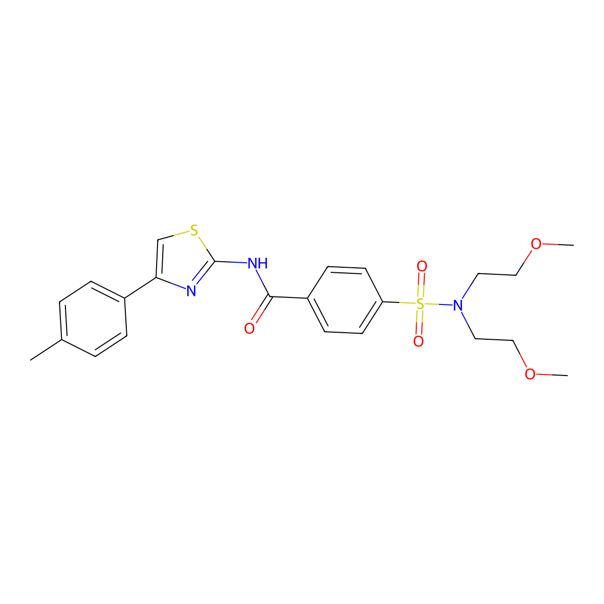 4-[bis(2-methoxyethyl)sulfamoyl]-N-[4-(4-methylphenyl)-1,3-thiazol-2-yl]benzamide molecular structure, CAS 361159-76-4