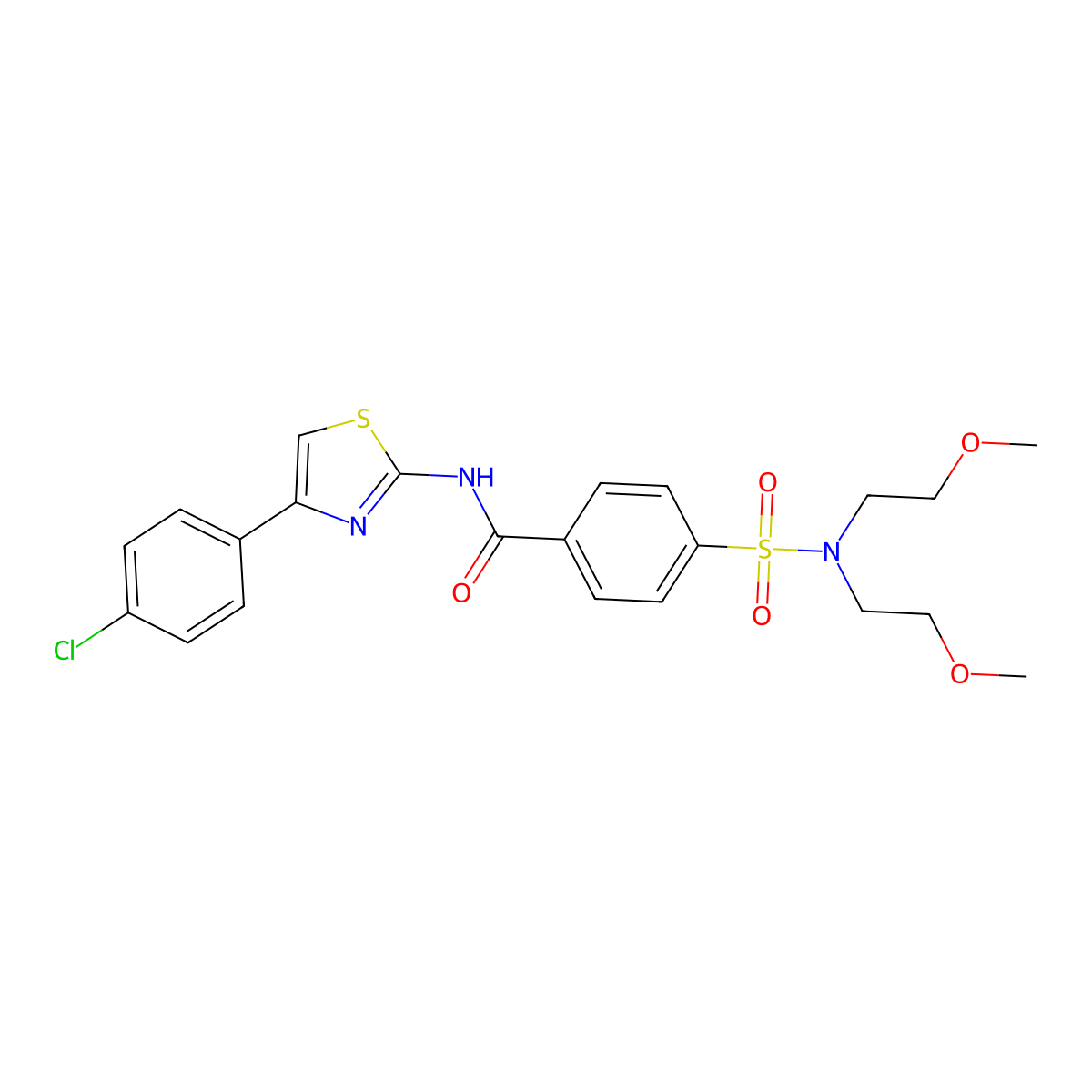 4-[bis(2-methoxyethyl)sulfamoyl]-N-[4-(4-chlorophenyl)-1,3-thiazol-2-yl]benzamide molecular structure, CAS 361159-77-5