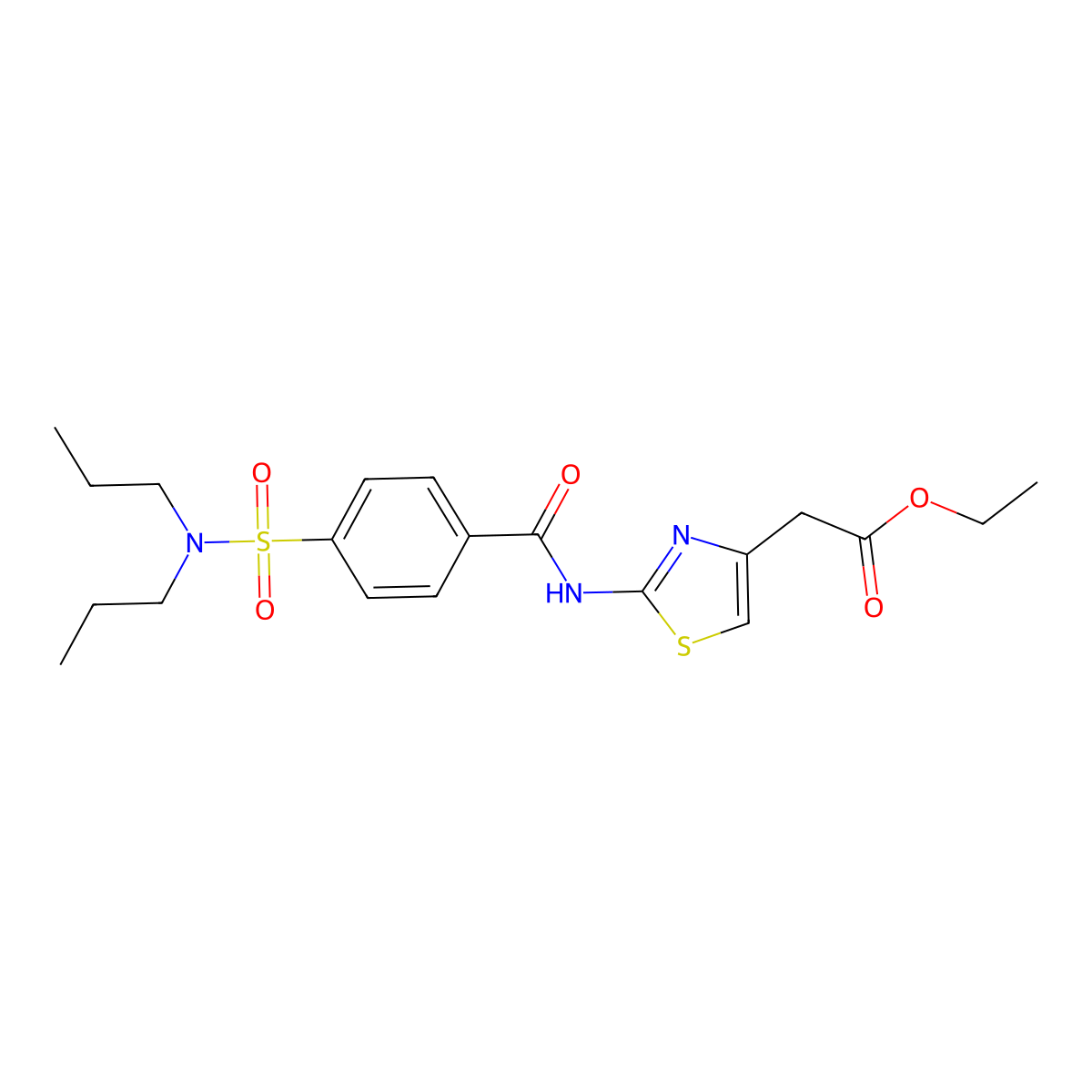 ethyl 2-(2-(4-(N,N-dipropylsulfamoyl)benzamido)thiazol-4-yl)acetate molecular structure, CAS 361159-80-0