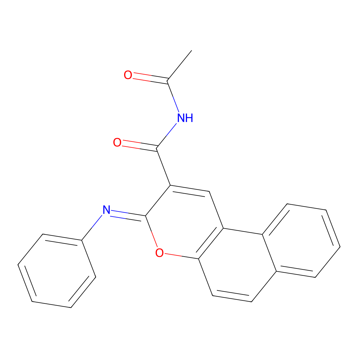 (Z)-N-acetyl-3-(phenylimino)-3H-benzo[f]chromene-2-carboxamide molecular structure, CAS 361159-84-4