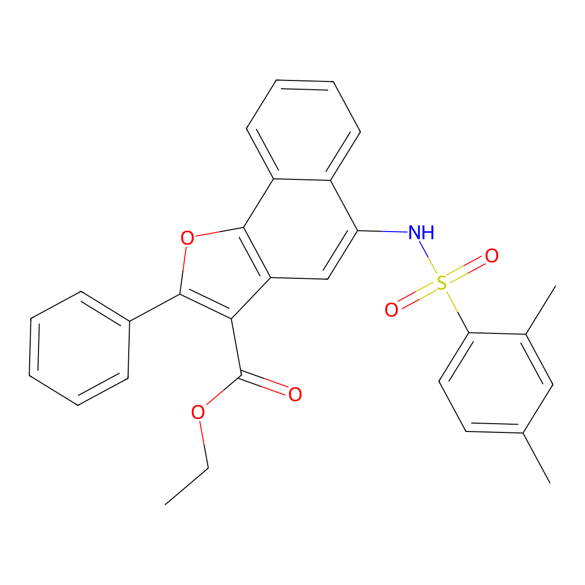 Ethyl 5-{[(2,4-dimethylphenyl)sulfonyl]amino}-2-phenylnaphtho[1,2-b]furan-3-carboxylate molecular structure, CAS 361159-95-7