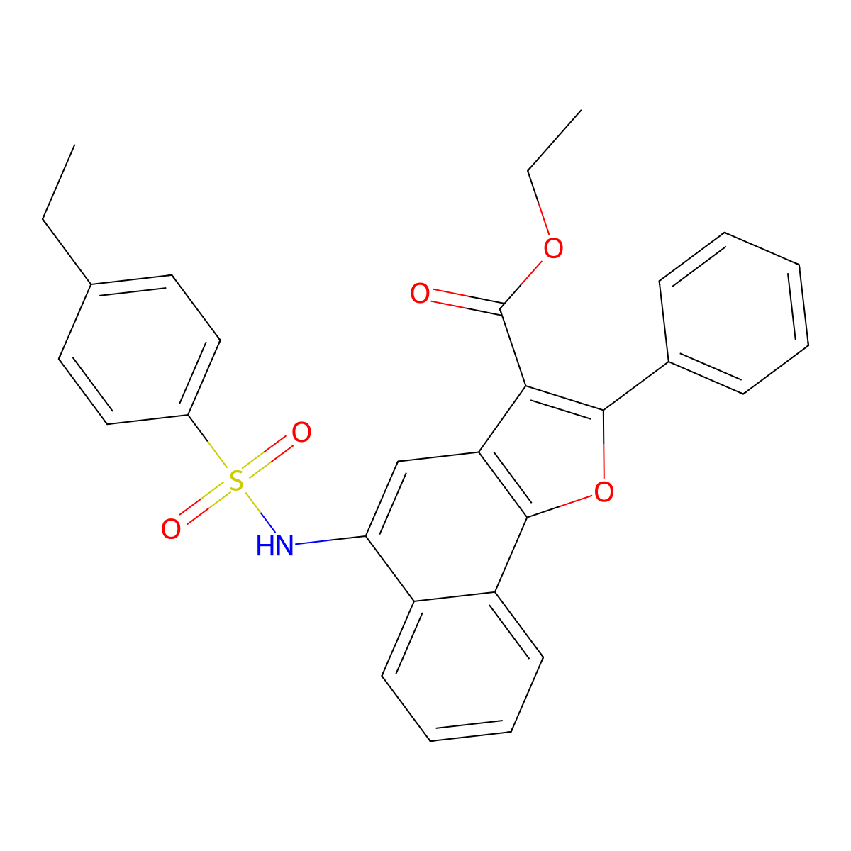 Ethyl 5-{[(4-ethylphenyl)sulfonyl]amino}-2-phenylnaphtho[1,2-b]furan-3-carboxylate molecular structure, CAS 361159-97-9