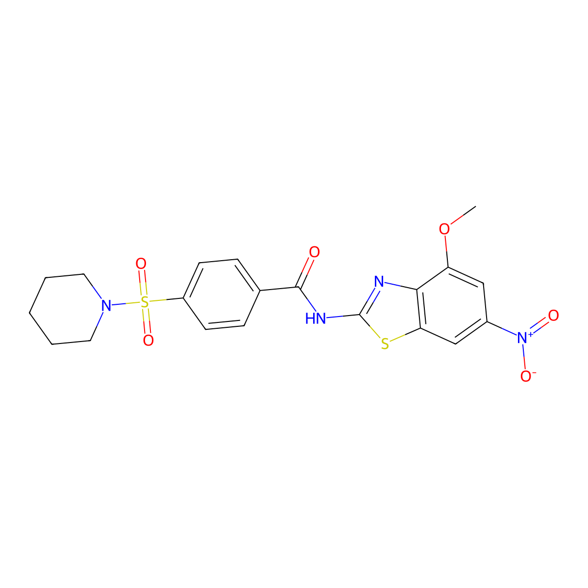 N-(4-methoxy-6-nitrobenzo[d]thiazol-2-yl)-4-(piperidin-1-ylsulfonyl)benzamide molecular structure, CAS 361160-07-8