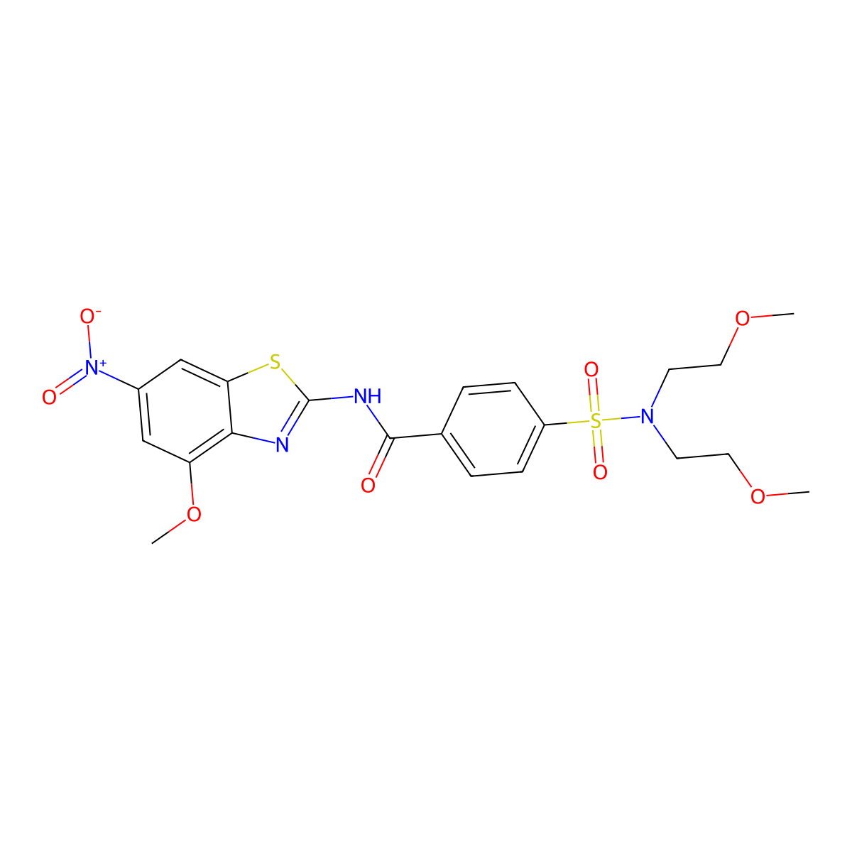 4-[bis(2-methoxyethyl)sulfamoyl]-N-(4-methoxy-6-nitro-1,3-benzothiazol-2-yl)benzamide molecular structure, CAS 361160-08-9