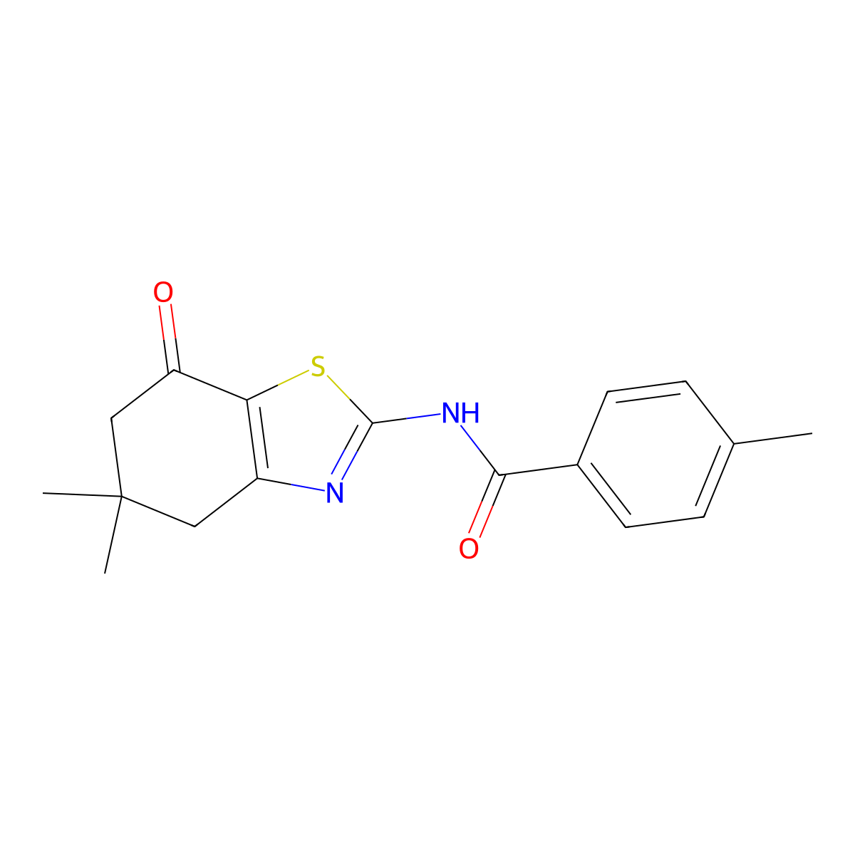 N-(5,5-dimethyl-7-oxo-4,5,6,7-tetrahydrobenzo[d]thiazol-2-yl)-4-methylbenzamide molecular structure, CAS 361160-14-7