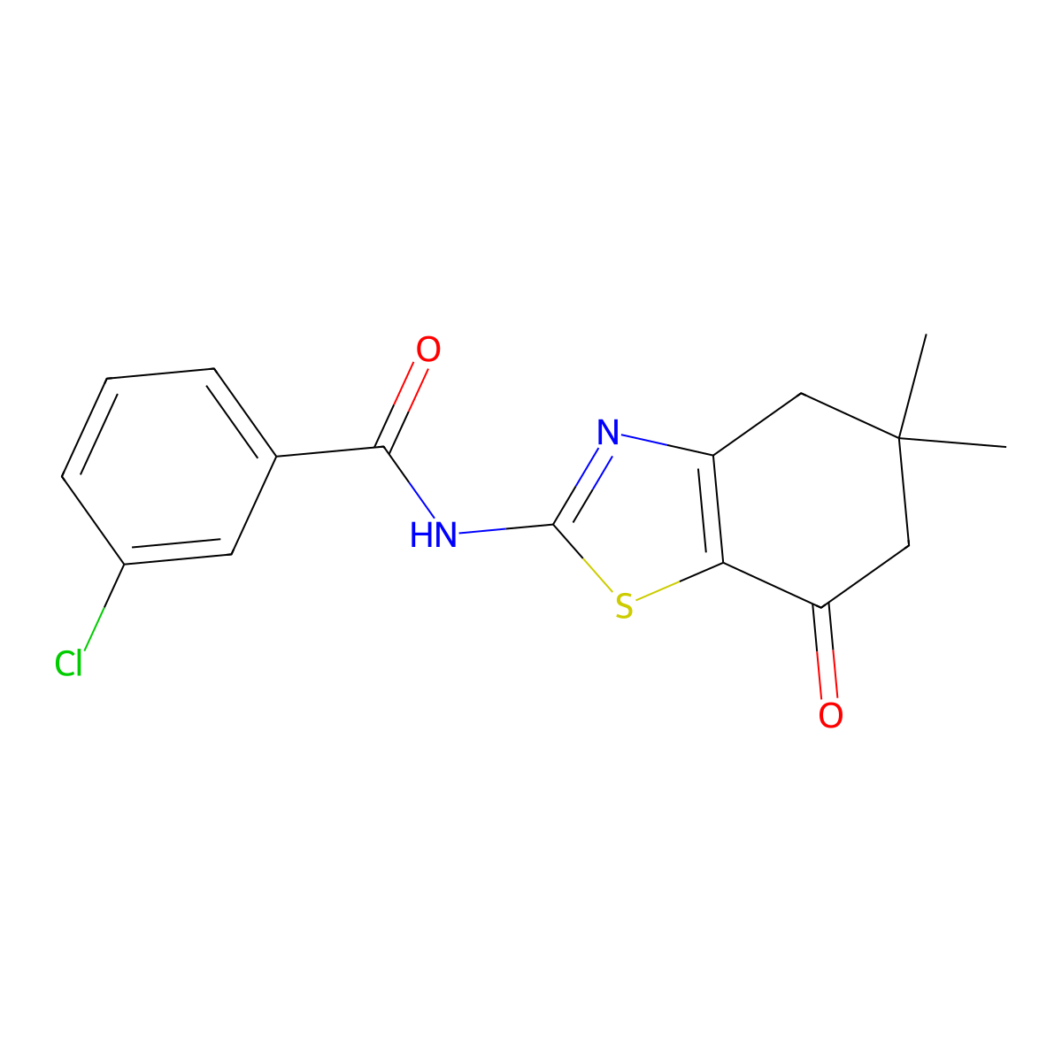 3-chloro-N-(5,5-dimethyl-7-oxo-4,5,6,7-tetrahydro-1,3-benzothiazol-2-yl)benzamide molecular structure, CAS 361160-15-8