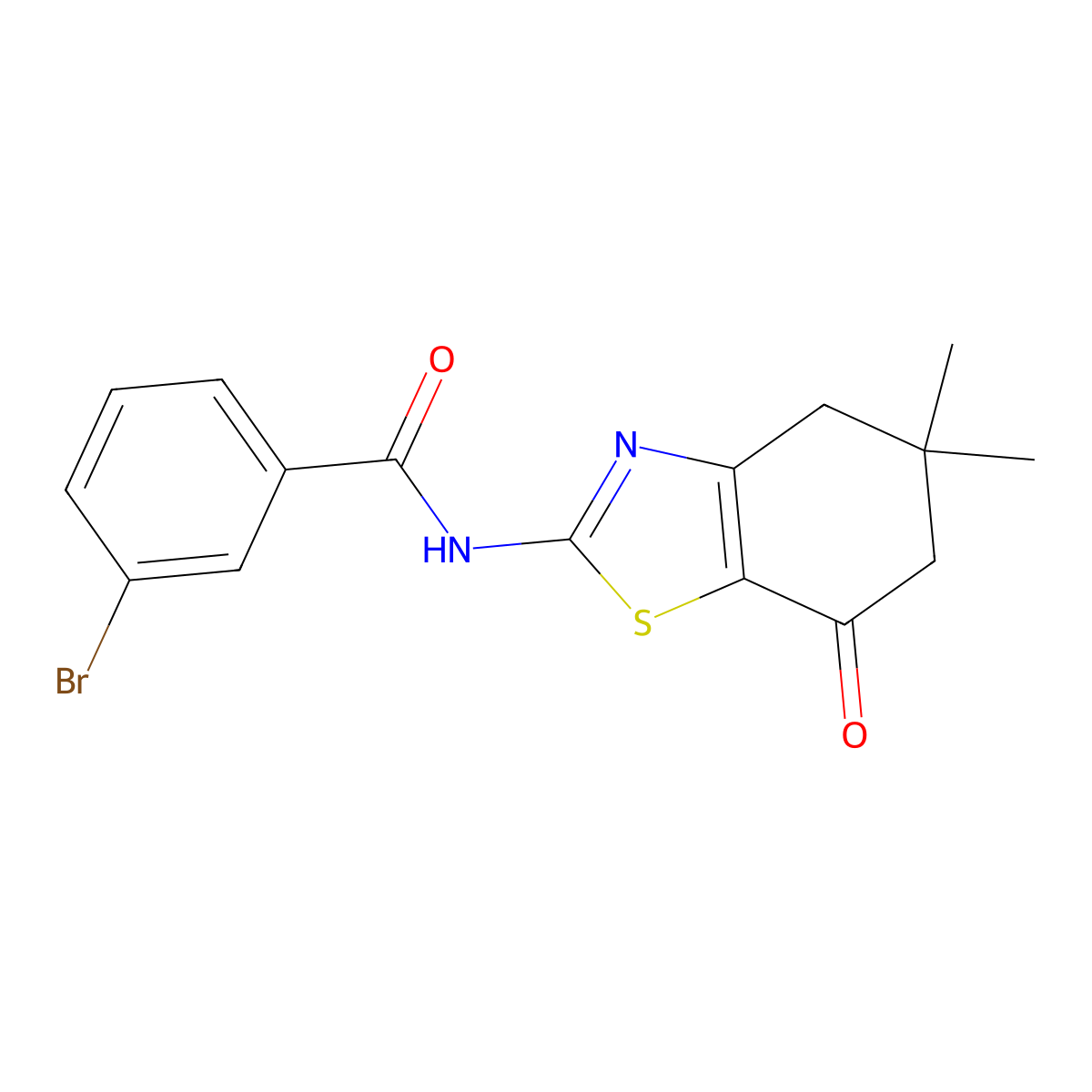 3-bromo-N-(5,5-dimethyl-7-oxo-4,5,6,7-tetrahydrobenzo[d]thiazol-2-yl)benzamide molecular structure, CAS 361160-16-9