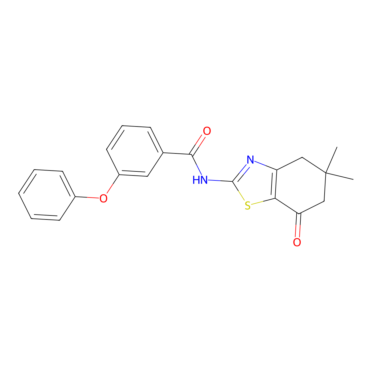 N-(5,5-dimethyl-7-oxo-4,5,6,7-tetrahydrobenzo[d]thiazol-2-yl)-3-phenoxybenzamide molecular structure, CAS 361160-18-1