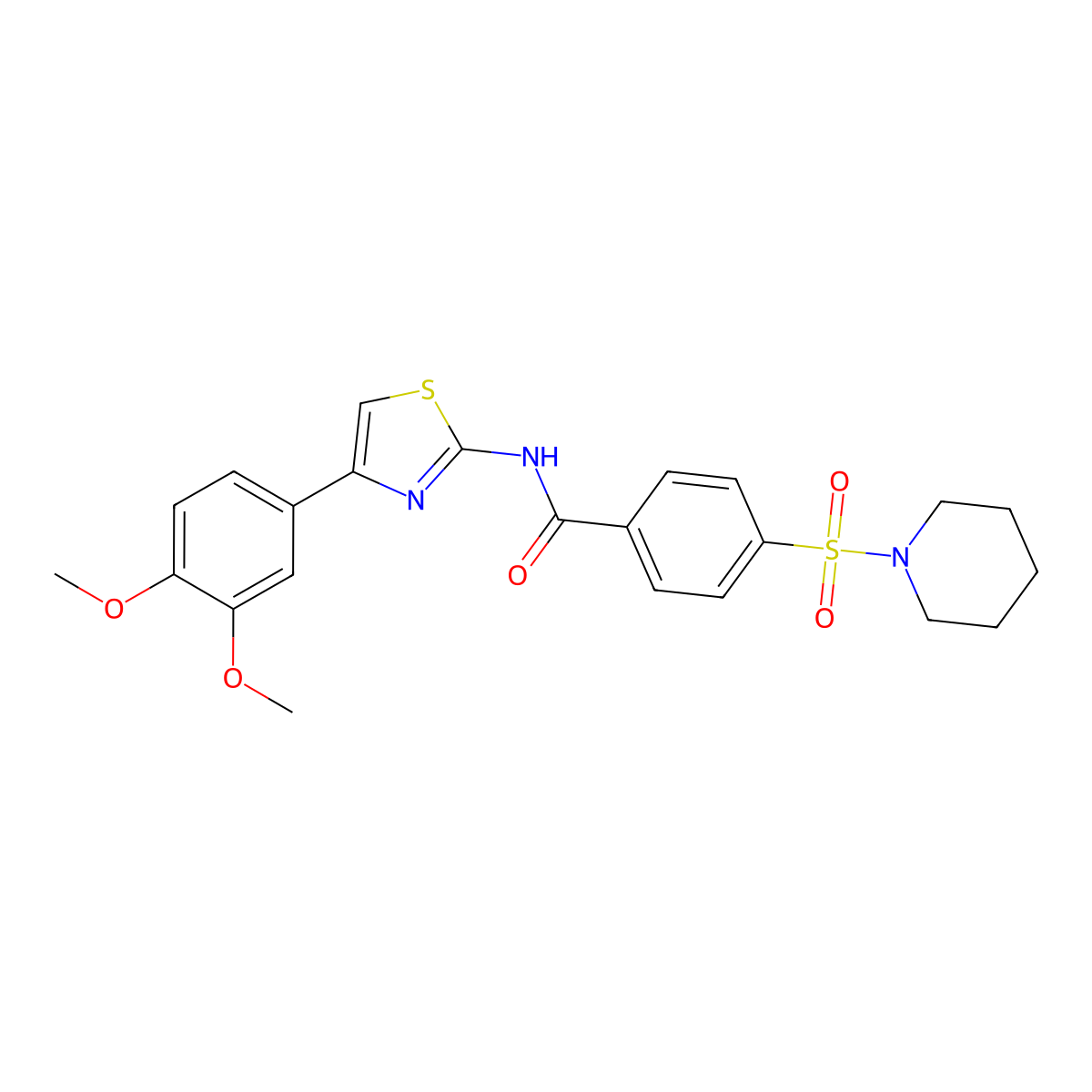 N-(4-(3,4-dimethoxyphenyl)thiazol-2-yl)-4-(piperidin-1-ylsulfonyl)benzamide molecular structure, CAS 361160-21-6
