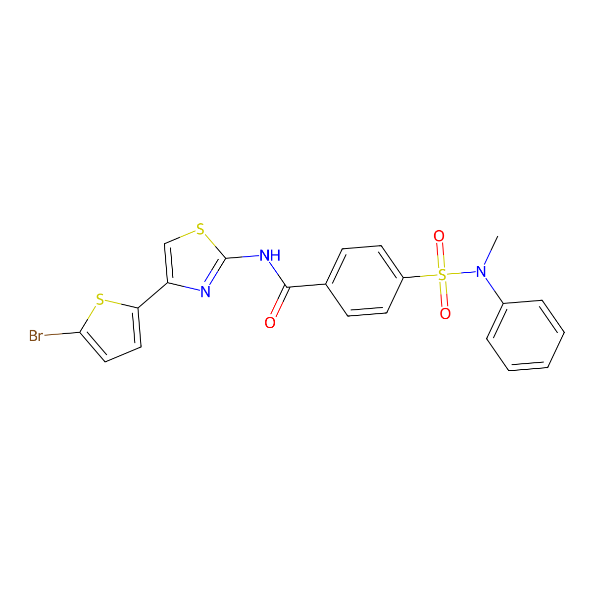 N-[4-(5-bromothiophen-2-yl)-1,3-thiazol-2-yl]-4-[methyl(phenyl)sulfamoyl]benzamide molecular structure, CAS 361160-26-1