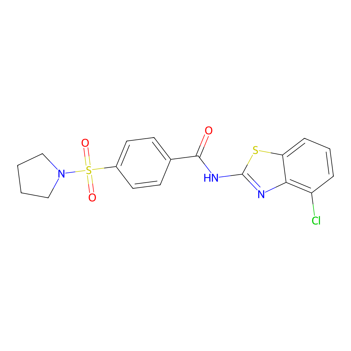 N-(4-chlorobenzo[d]thiazol-2-yl)-4-(pyrrolidin-1-ylsulfonyl)benzamide molecular structure, CAS 361160-28-3