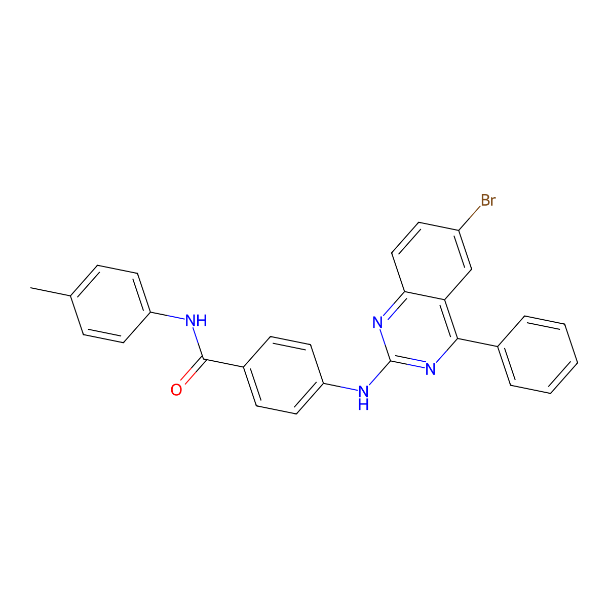 4-[(6-bromo-4-phenylquinazolin-2-yl)amino]-N-(4-methylphenyl)benzamide molecular structure, CAS 361160-50-1