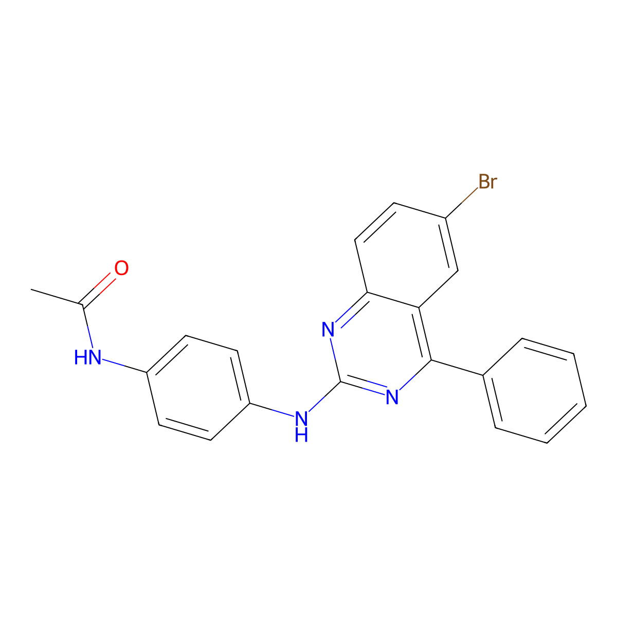 N-{4-[(6-bromo-4-phenylquinazolin-2-yl)amino]phenyl}acetamide molecular structure, CAS 361160-51-2