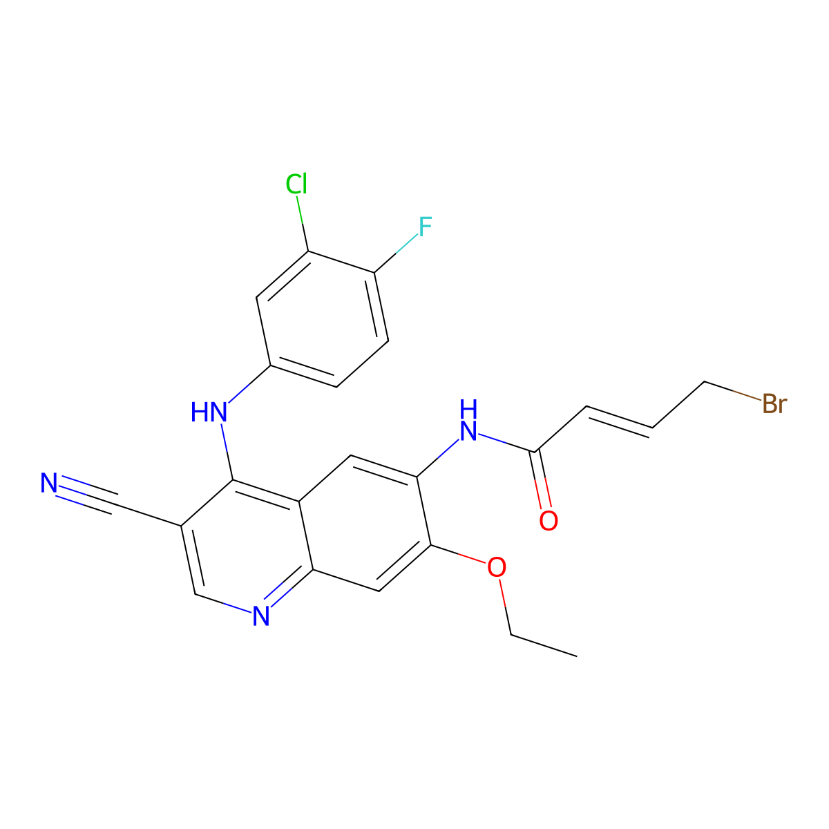 4-bromo-N-[4-(3-chloro-4-fluoroanilino)-3-cyano-7-ethoxyquinolin-6-yl]but-2-enamide molecular structure, CAS 361162-96-1