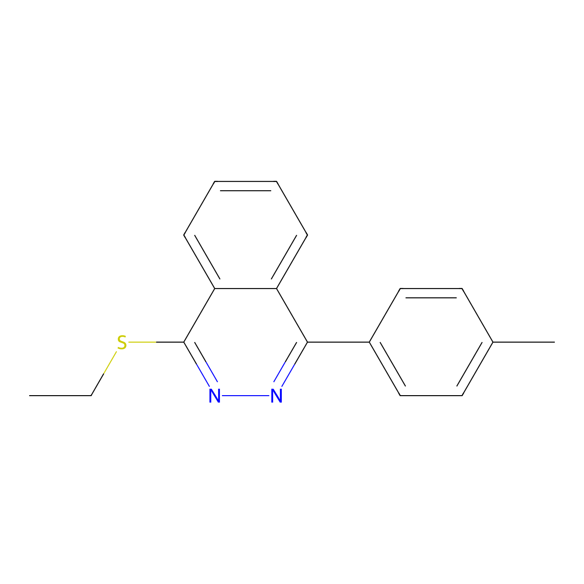 1-Ethylsulfanyl-4-(4-methylphenyl)phthalazine molecular structure, CAS 361166-00-9