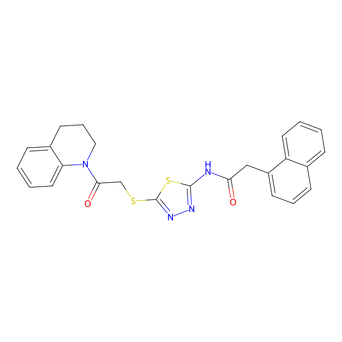 N-(5-((2-(3,4-dihydroquinolin-1(2H)-yl)-2-oxoethyl)thio)-1,3,4-thiadiazol-2-yl)-2-(naphthalen-1-yl)acetamide molecular structure, CAS 361166-14-5