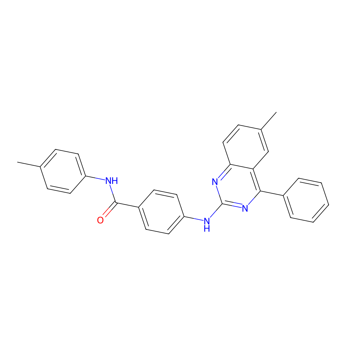4-((6-methyl-4-phenylquinazolin-2-yl)amino)-N-(p-tolyl)benzamide molecular structure, CAS 361166-20-3