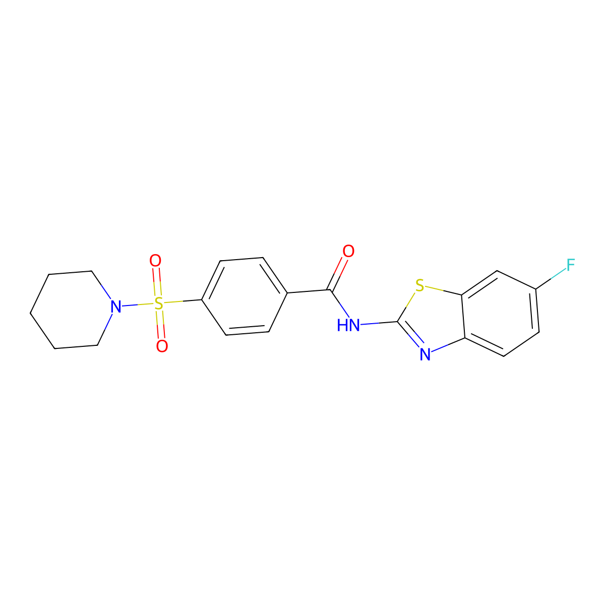 N-(6-fluorobenzo[d]thiazol-2-yl)-4-(piperidin-1-ylsulfonyl)benzamide molecular structure, CAS 361166-24-7
