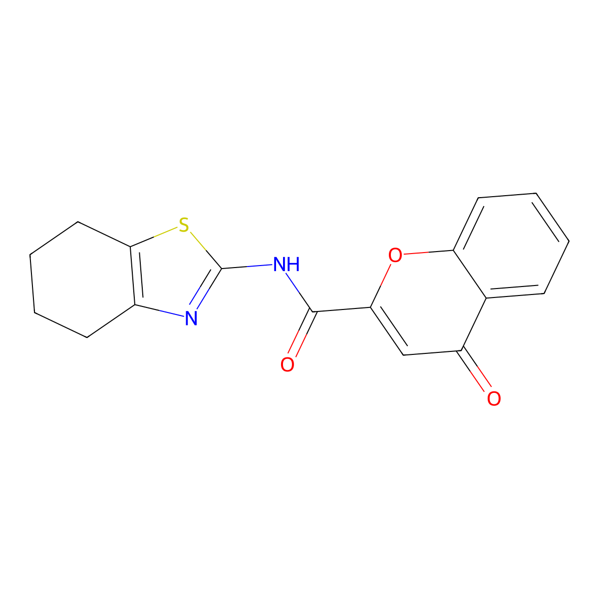 4-oxo-N-(4,5,6,7-tetrahydrobenzo[d]thiazol-2-yl)-4H-chromene-2-carboxamide molecular structure, CAS 361166-31-6