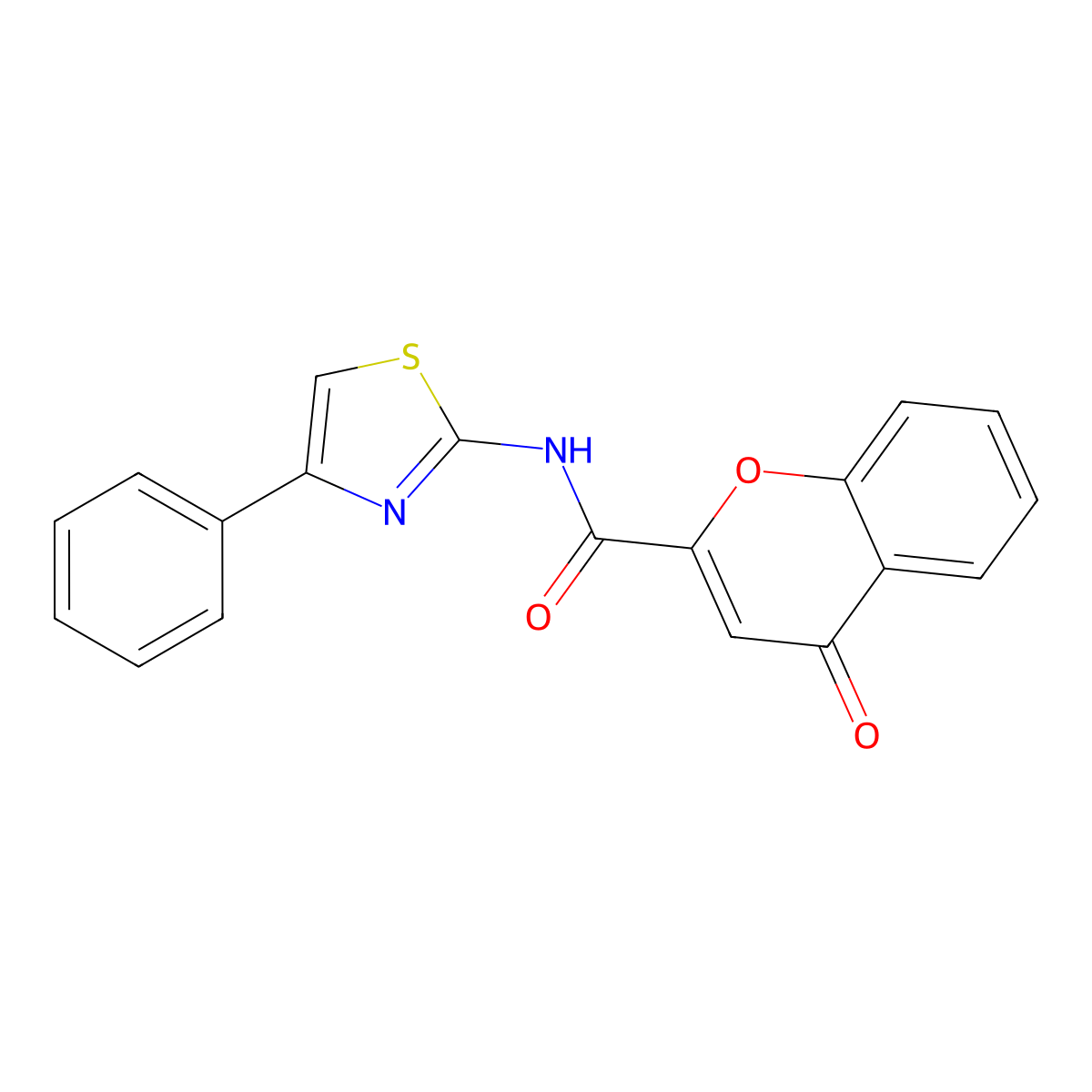 4-oxo-N-(4-phenylthiazol-2-yl)-4H-chromene-2-carboxamide molecular structure, CAS 361166-33-8