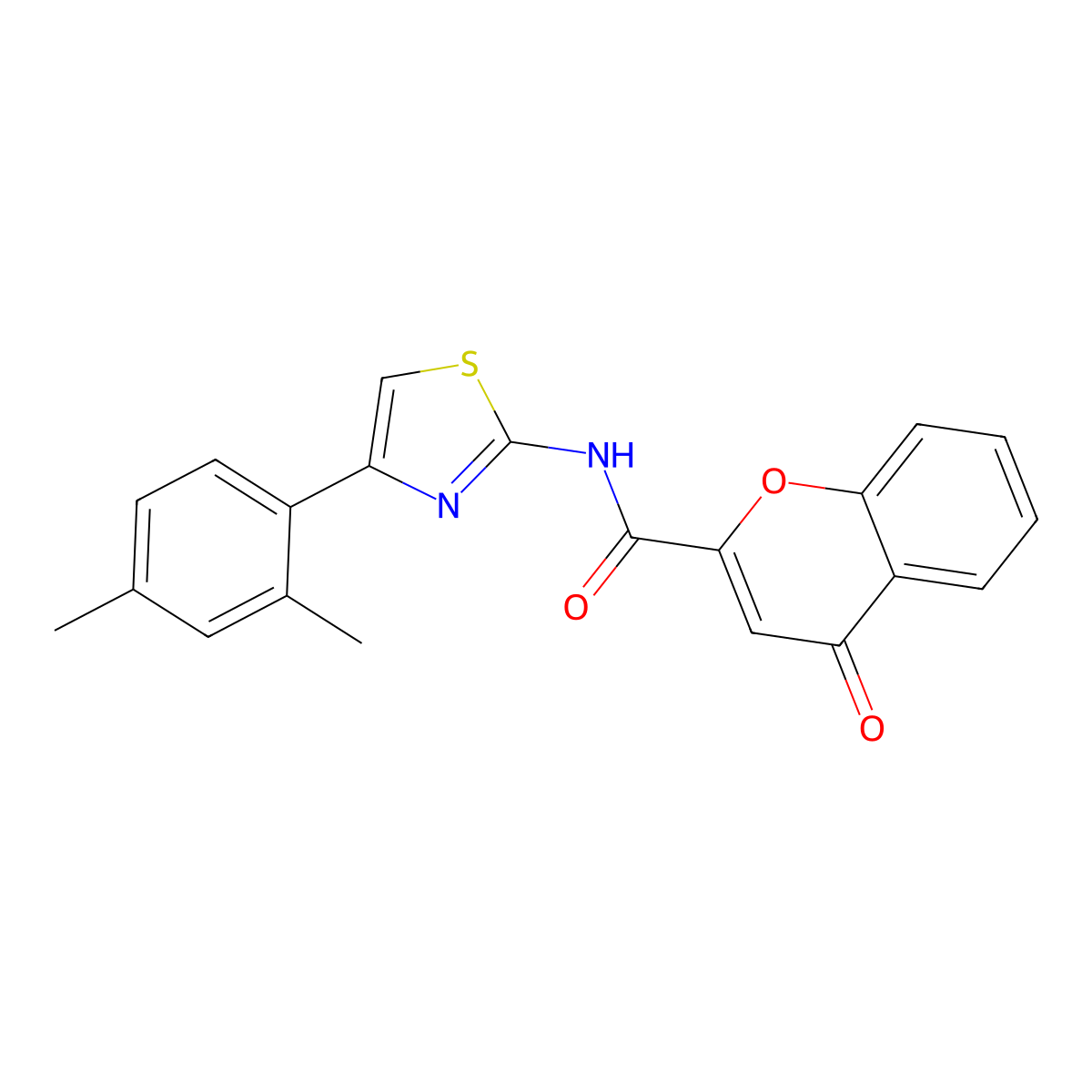 N-(4-(2,4-dimethylphenyl)thiazol-2-yl)-4-oxo-4H-chromene-2-carboxamide molecular structure, CAS 361166-34-9