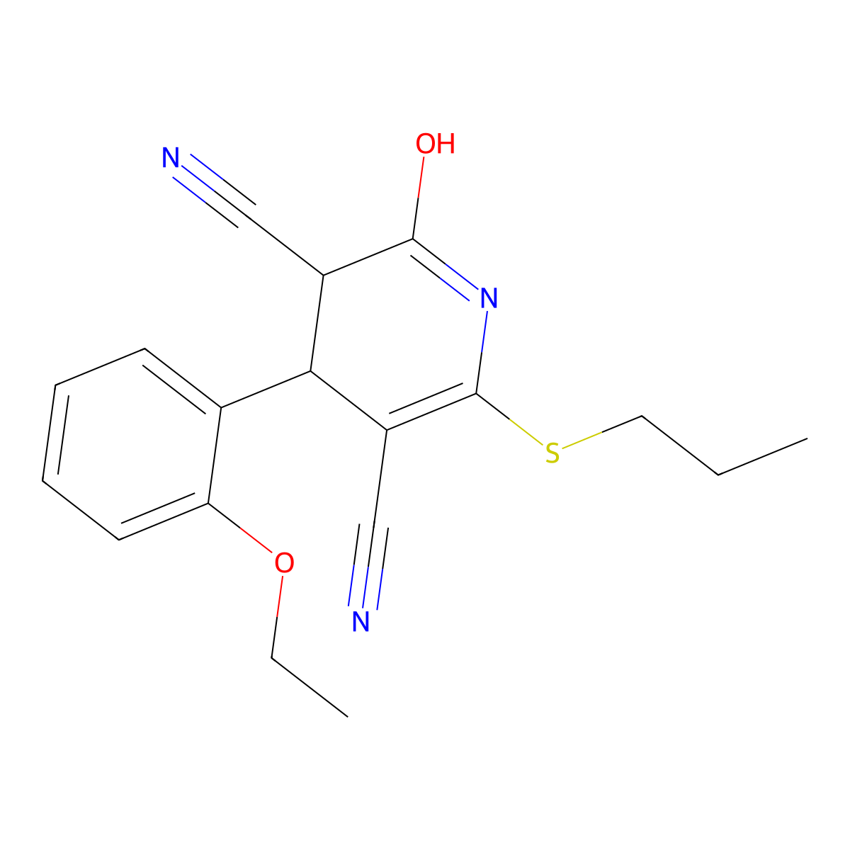 4-(2-Ethoxyphenyl)-2-oxo-6-(propylthio)-1,2,3,4-tetrahydropyridine-3,5-dicarbonitrile molecular structure, CAS 361166-80-5