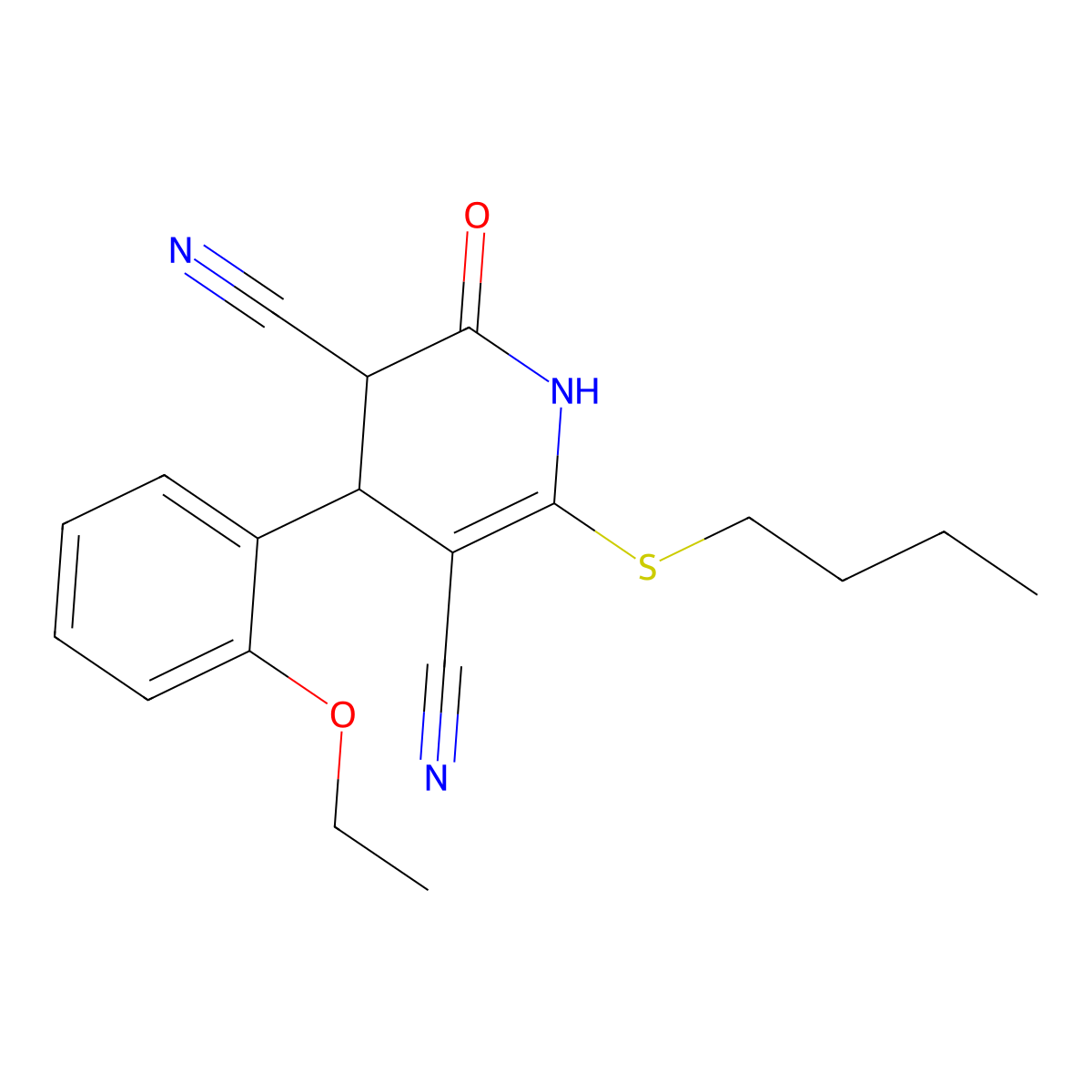 6-(Butylsulfanyl)-4-(2-ethoxyphenyl)-2-oxo-1,2,3,4-tetrahydropyridine-3,5-dicarbonitrile molecular structure, CAS 361166-81-6