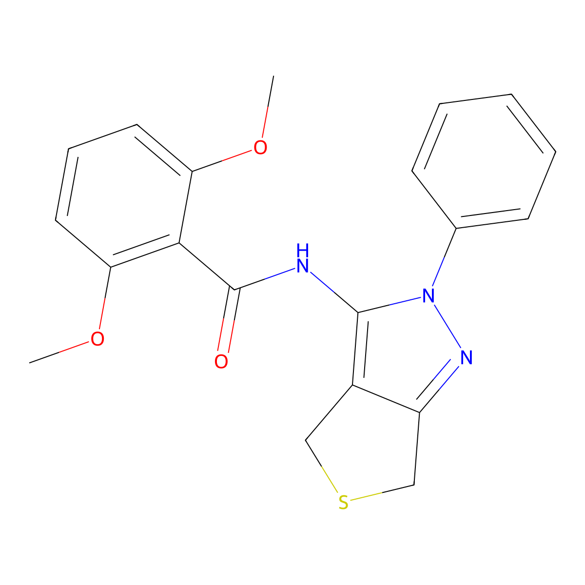 2,6-dimethoxy-N-(2-phenyl-4,6-dihydro-2H-thieno[3,4-c]pyrazol-3-yl)benzamide molecular structure, CAS 361166-96-3
