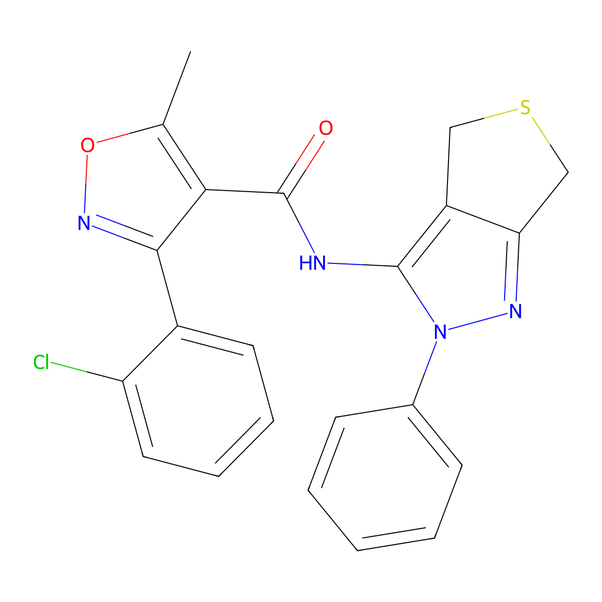 3-(2-chlorophenyl)-5-methyl-N-(2-phenyl-4,6-dihydro-2H-thieno[3,4-c]pyrazol-3-yl)isoxazole-4-carboxamide molecular structure, CAS 361166-97-4