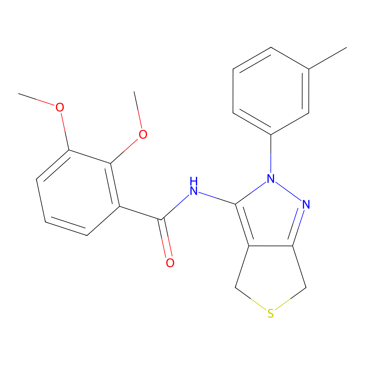 2,3-dimethoxy-N-[2-(3-methylphenyl)-4,6-dihydrothieno[3,4-c]pyrazol-3-yl]benzamide molecular structure, CAS 361167-03-5