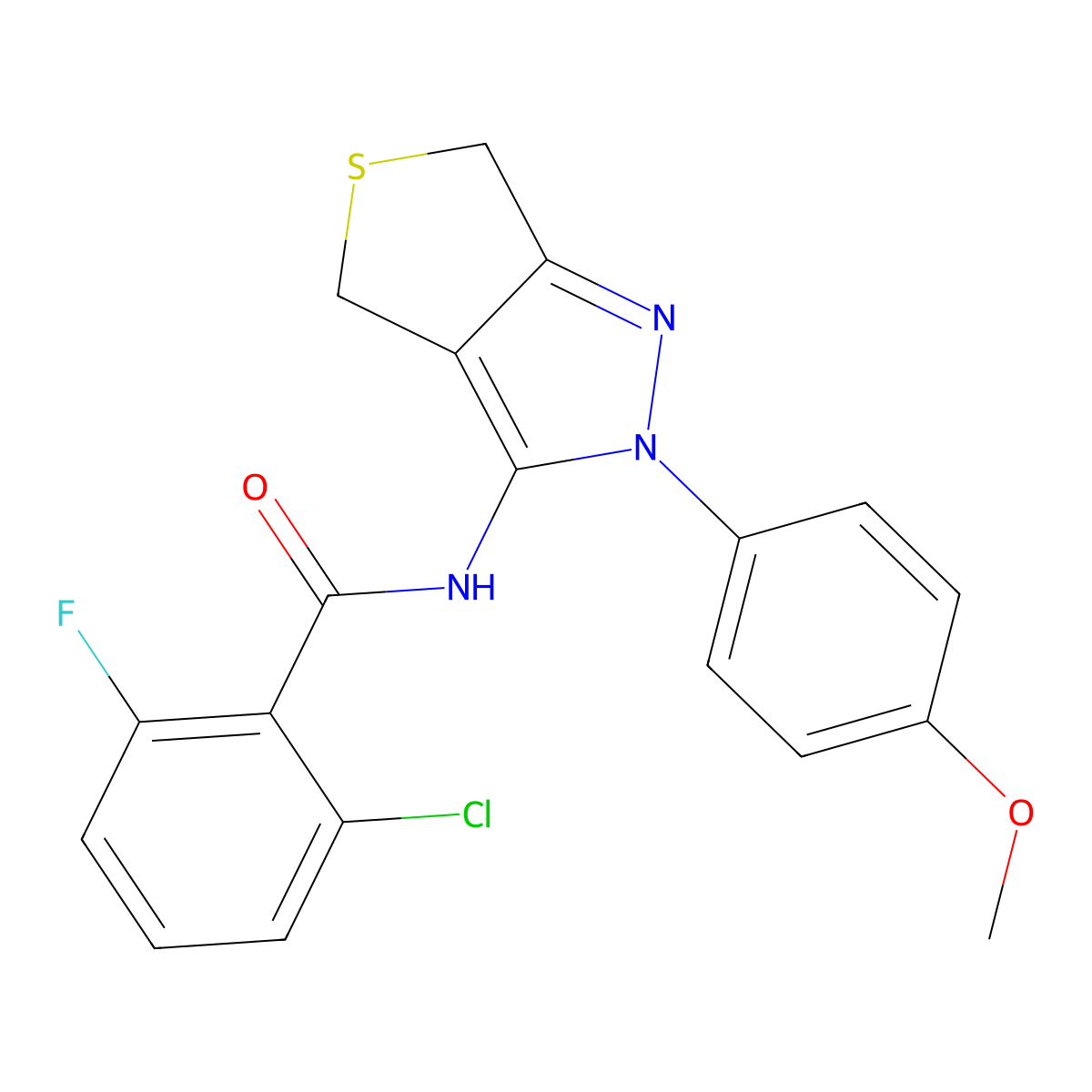 2-chloro-6-fluoro-N-(2-(4-methoxyphenyl)-4,6-dihydro-2H-thieno[3,4-c]pyrazol-3-yl)benzamide molecular structure, CAS 361167-08-0