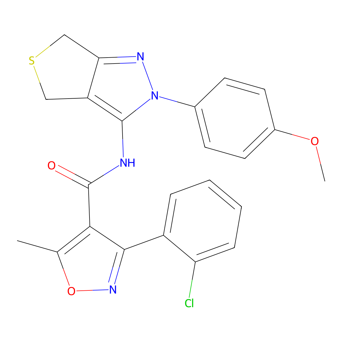 3-(2-chlorophenyl)-N-(2-(4-methoxyphenyl)-4,6-dihydro-2H-thieno[3,4-c]pyrazol-3-yl)-5-methylisoxazole-4-carboxamide molecular structure, CAS 361167-10-4