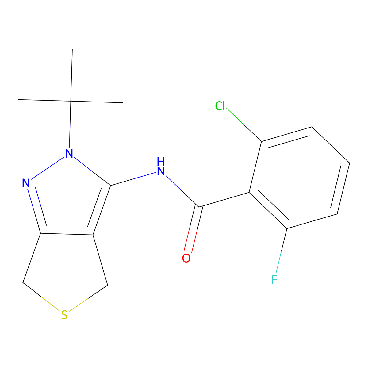 N-(2-tert-butyl-4,6-dihydrothieno[3,4-c]pyrazol-3-yl)-2-chloro-6-fluorobenzamide molecular structure, CAS 361167-11-5