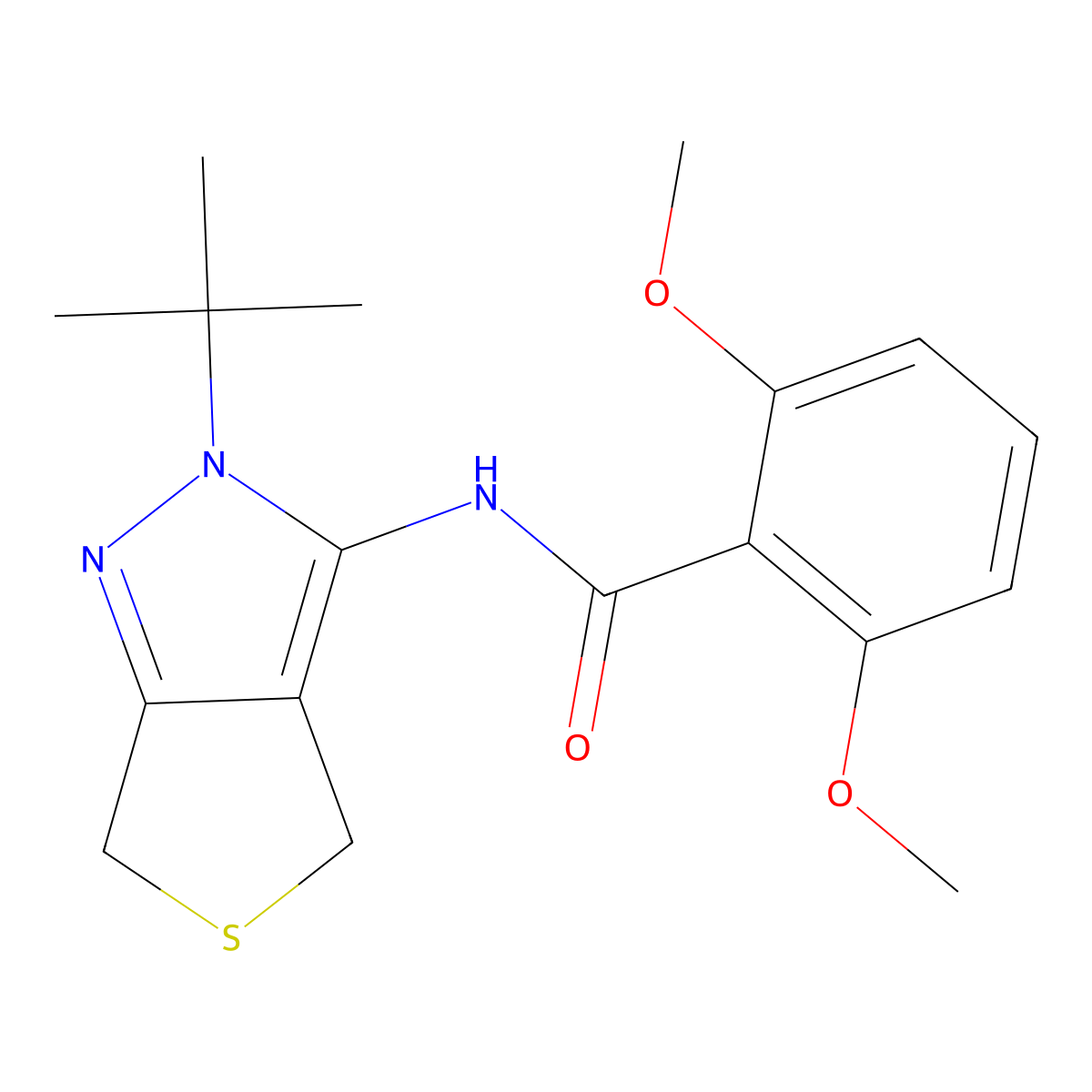 N-(2-(tert-butyl)-4,6-dihydro-2H-thieno[3,4-c]pyrazol-3-yl)-2,6-dimethoxybenzamide molecular structure, CAS 361167-14-8