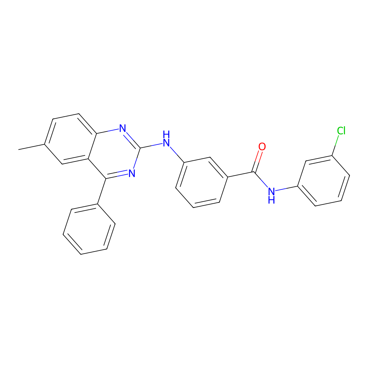 N-(3-chlorophenyl)-3-[(6-methyl-4-phenylquinazolin-2-yl)amino]benzamide molecular structure, CAS 361167-17-1