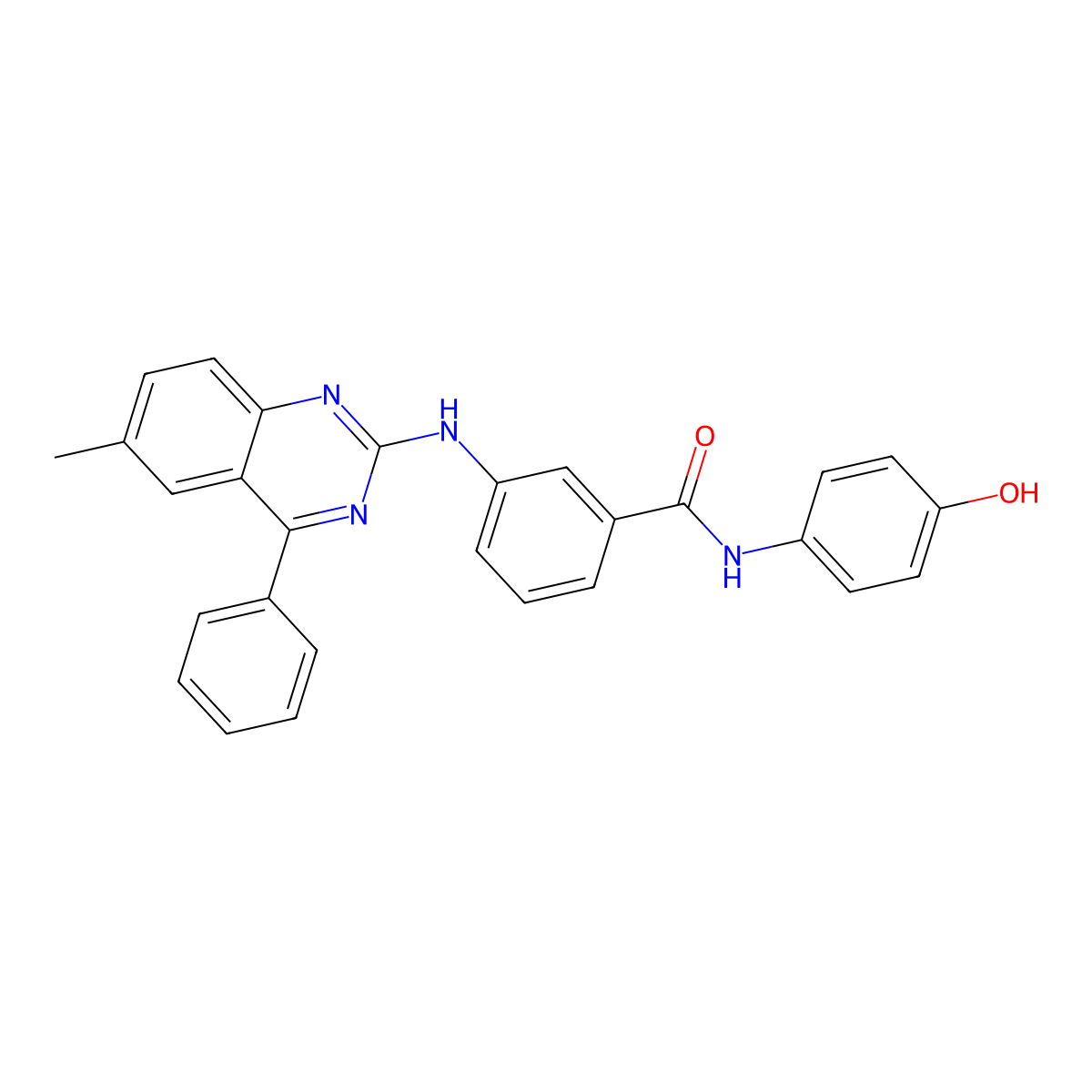 N-(4-hydroxyphenyl)-3-[(6-methyl-4-phenylquinazolin-2-yl)amino]benzamide molecular structure, CAS 361167-18-2
