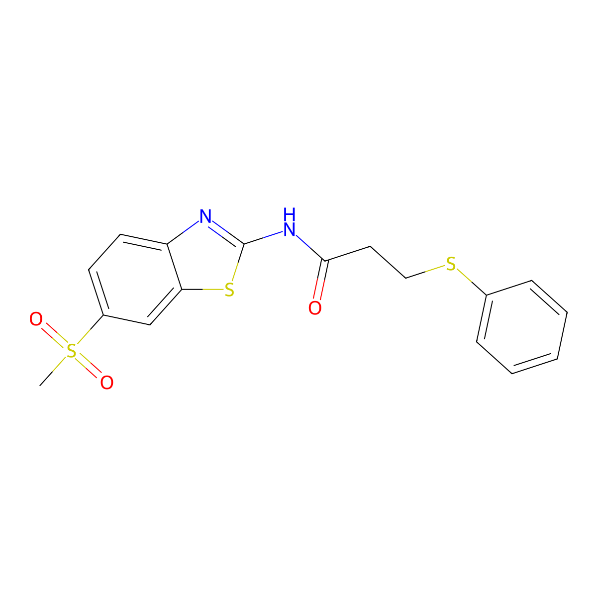 N-(6-(methylsulfonyl)benzo[d]thiazol-2-yl)-3-(phenylthio)propanamide molecular structure, CAS 361167-19-3