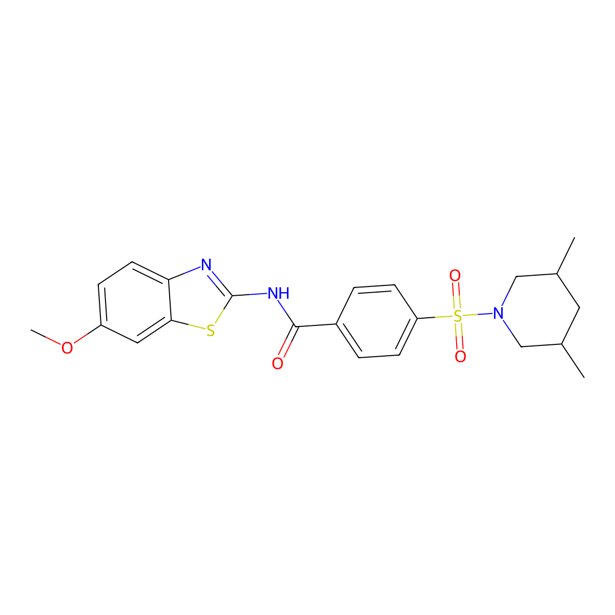 4-((3,5-dimethylpiperidin-1-yl)sulfonyl)-N-(6-methoxybenzo[d]thiazol-2-yl)benzamide molecular structure, CAS 361167-22-8