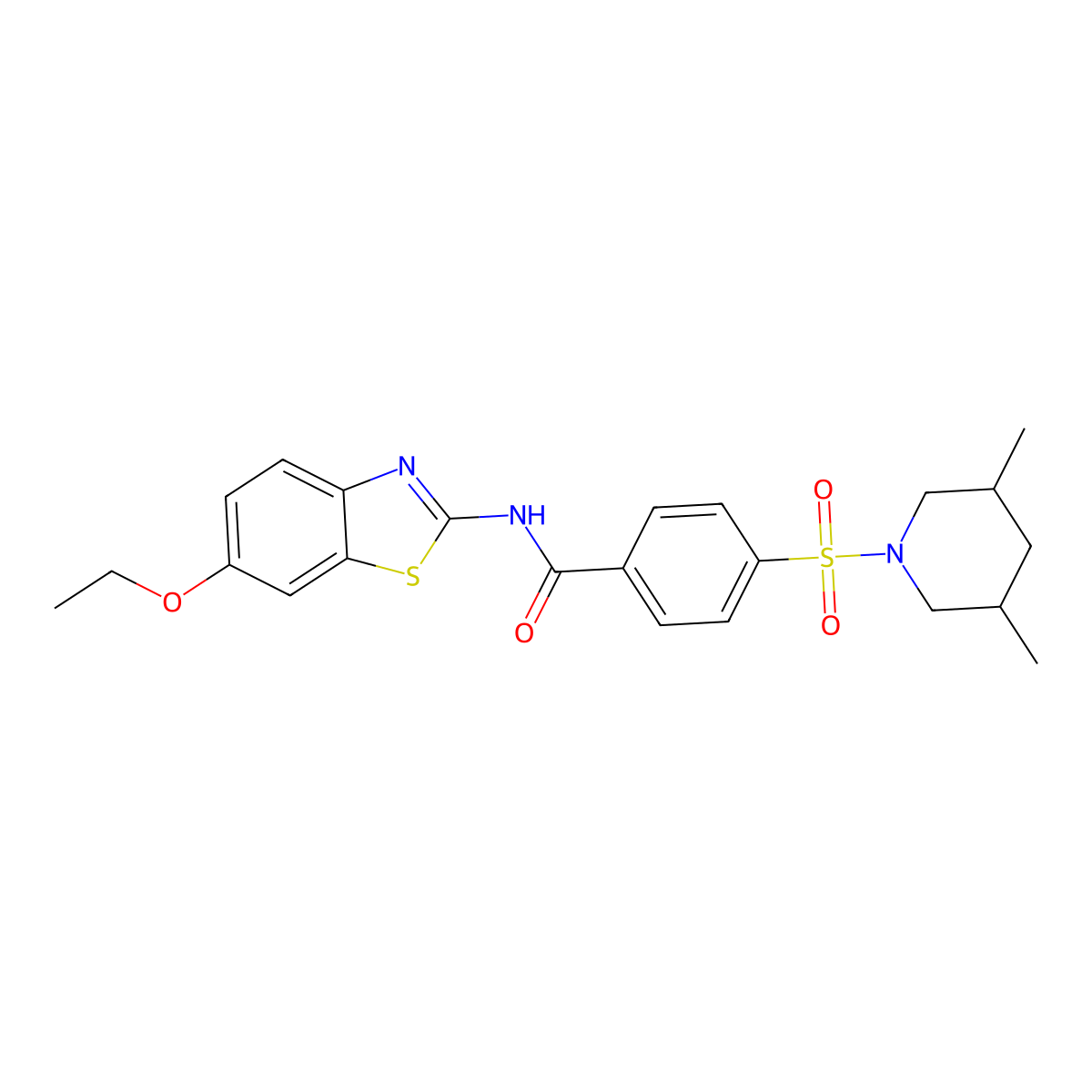 4-((3,5-dimethylpiperidin-1-yl)sulfonyl)-N-(6-ethoxybenzo[d]thiazol-2-yl)benzamide molecular structure, CAS 361167-23-9
