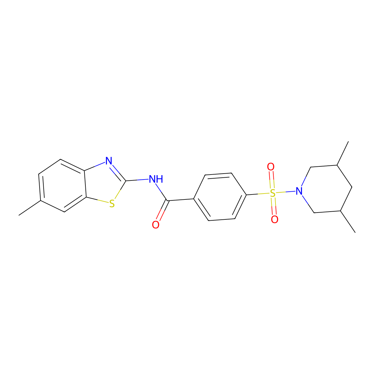 4-((3,5-dimethylpiperidin-1-yl)sulfonyl)-N-(6-methylbenzo[d]thiazol-2-yl)benzamide molecular structure, CAS 361167-26-2