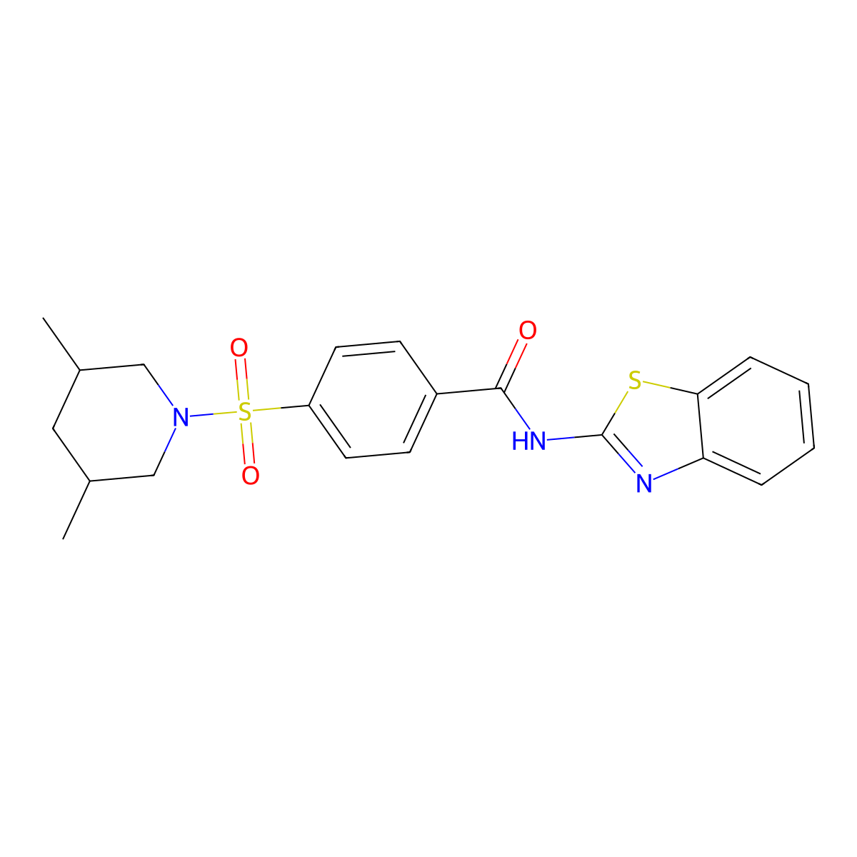 N-(benzo[d]thiazol-2-yl)-4-((3,5-dimethylpiperidin-1-yl)sulfonyl)benzamide molecular structure, CAS 361167-27-3