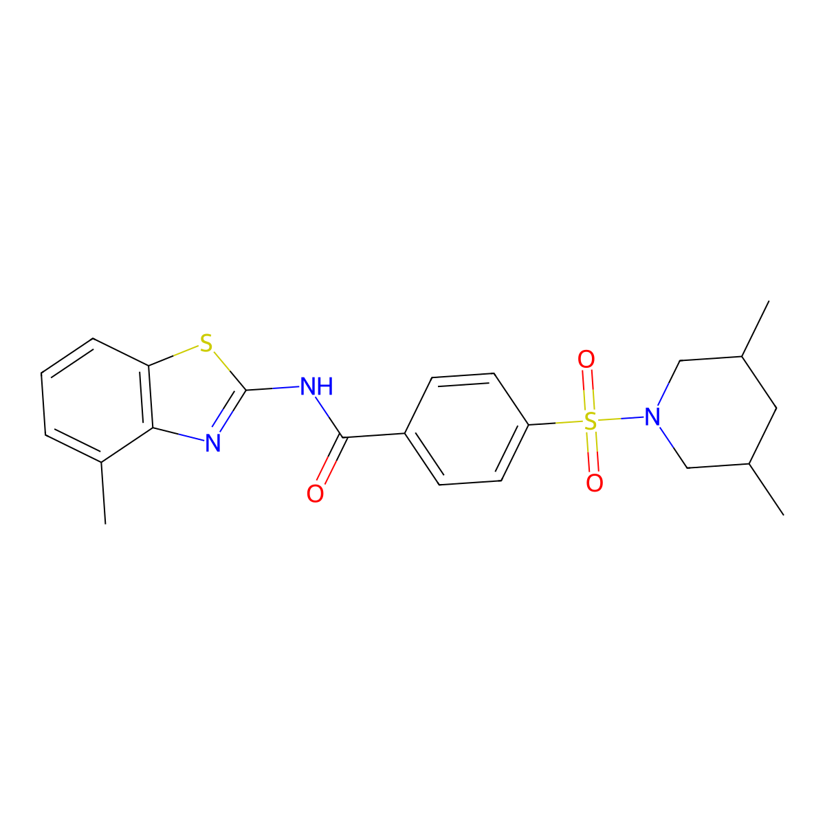 4-((3,5-dimethylpiperidin-1-yl)sulfonyl)-N-(4-methylbenzo[d]thiazol-2-yl)benzamide molecular structure, CAS 361167-29-5