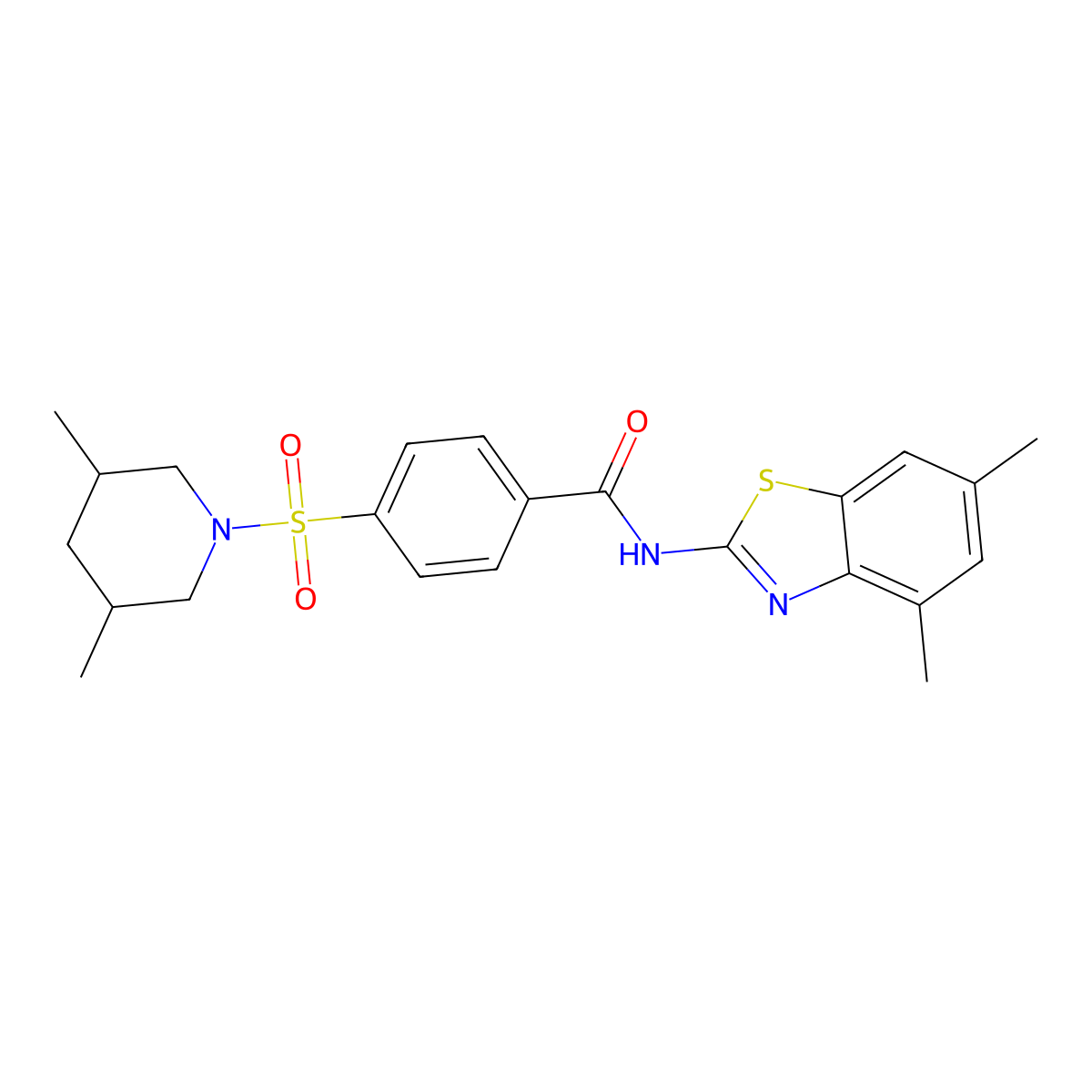N-(4,6-dimethylbenzo[d]thiazol-2-yl)-4-((3,5-dimethylpiperidin-1-yl)sulfonyl)benzamide molecular structure, CAS 361167-30-8